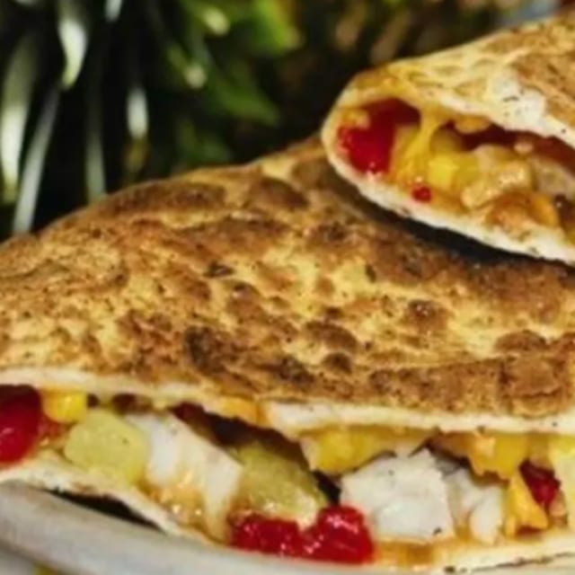 Gluten-Free Chicken Fajita Quesadilla.